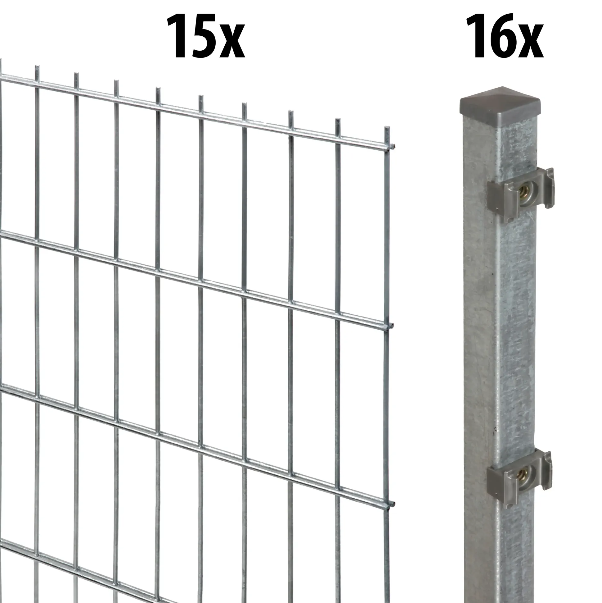 Floraworld Doppelstabmatten-Zaun Set 30 m 201 x 183 cm inkl. 16 Pfosten 240 cm feuerverzinkt