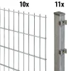 Floraworld Doppelstabmatten-Zaun Set Comfort 20 m 201 x 83 cm inkl. 11 Pfosten 140 cm feuerverzinkt