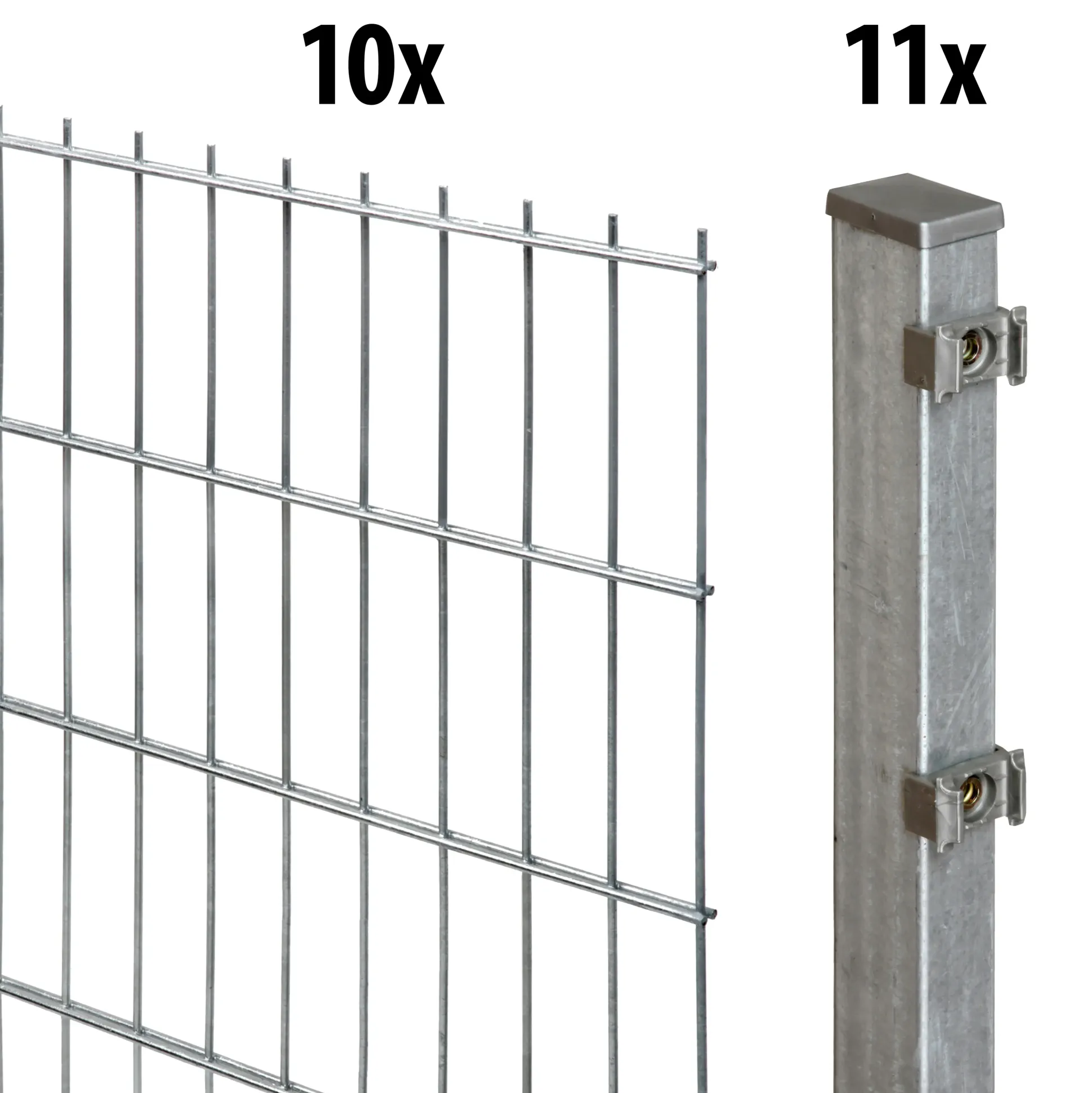 Floraworld Doppelstabmatten-Zaun Set Comfort 20 m 201 x 83 cm inkl. 11 Pfosten 140 cm feuerverzinkt