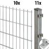 Floraworld Doppelstabmatten-Zaun Set Comfort 20 m 201 x 163 cm mit Bodenplatte & 11 Pfosten 169 cm feuerverzinkt