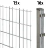 Floraworld Doppelstabmatten-Zaun Set Comfort 30 m 201 x 143 cm inkl. 16 Pfosten 200 cm feuerverzinkt