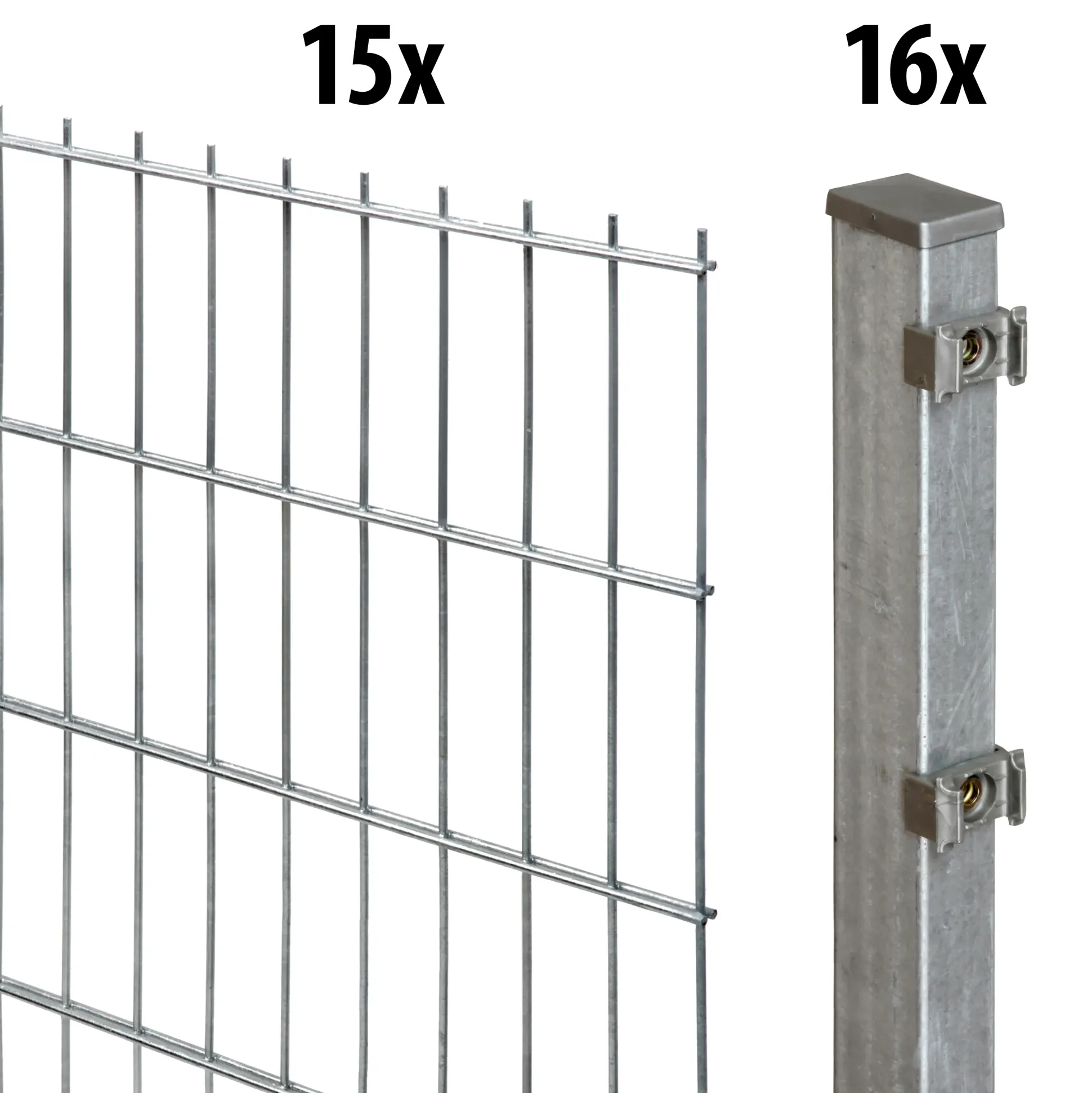 Floraworld Doppelstabmatten-Zaun Set Comfort 30 m 201 x 143 cm inkl. 16 Pfosten 200 cm feuerverzinkt