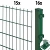 Floraworld Doppelstabmatten-Zaun Set Comfort 30 m 201 x 83 cm mit Bodenplatte & 16 Pfosten 89 cm moosgrün