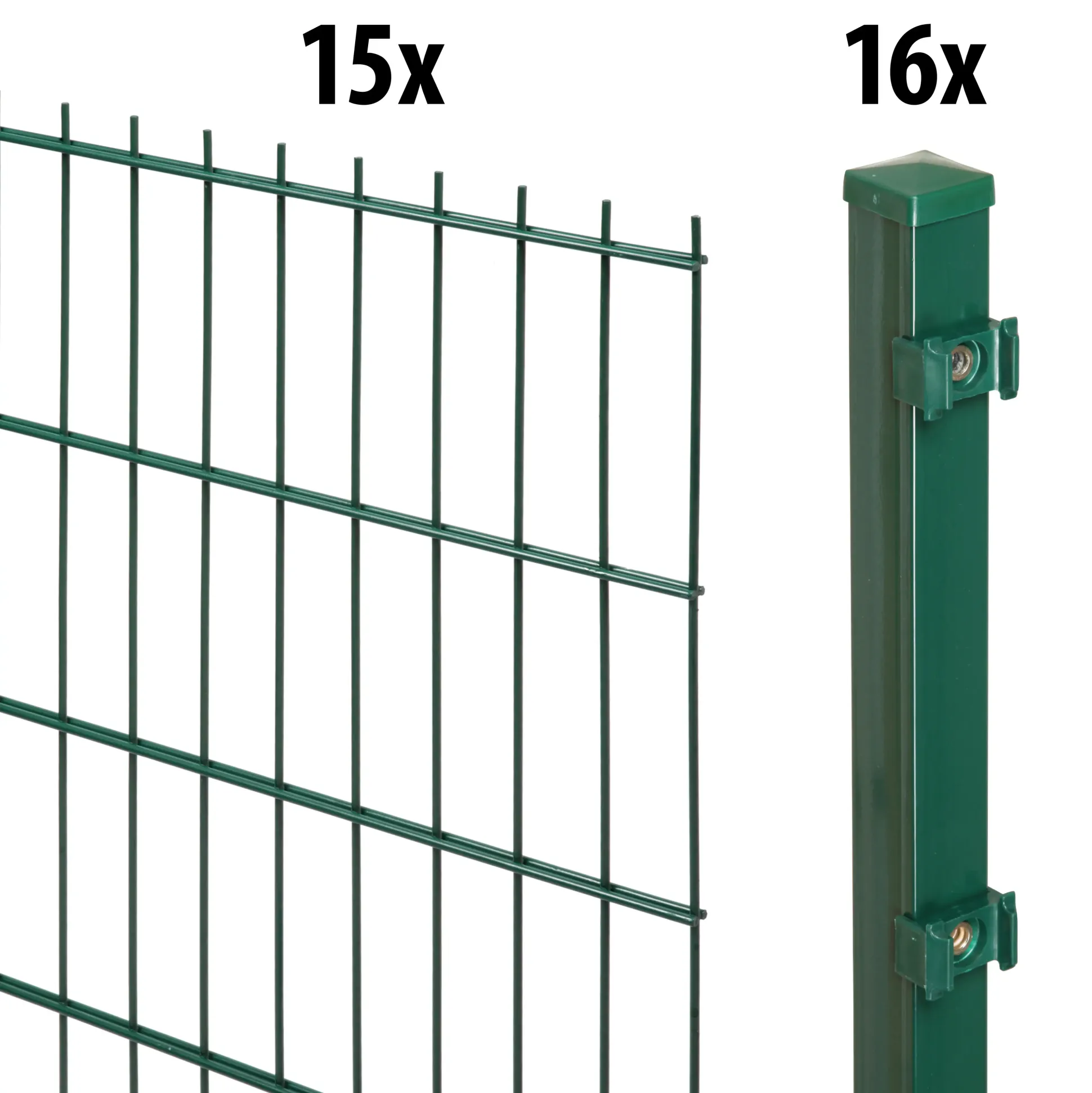Floraworld Doppelstabmatten-Zaun Set 30 m 201 x 203 cm inkl. 16 Pfosten 260 cm moosgrün