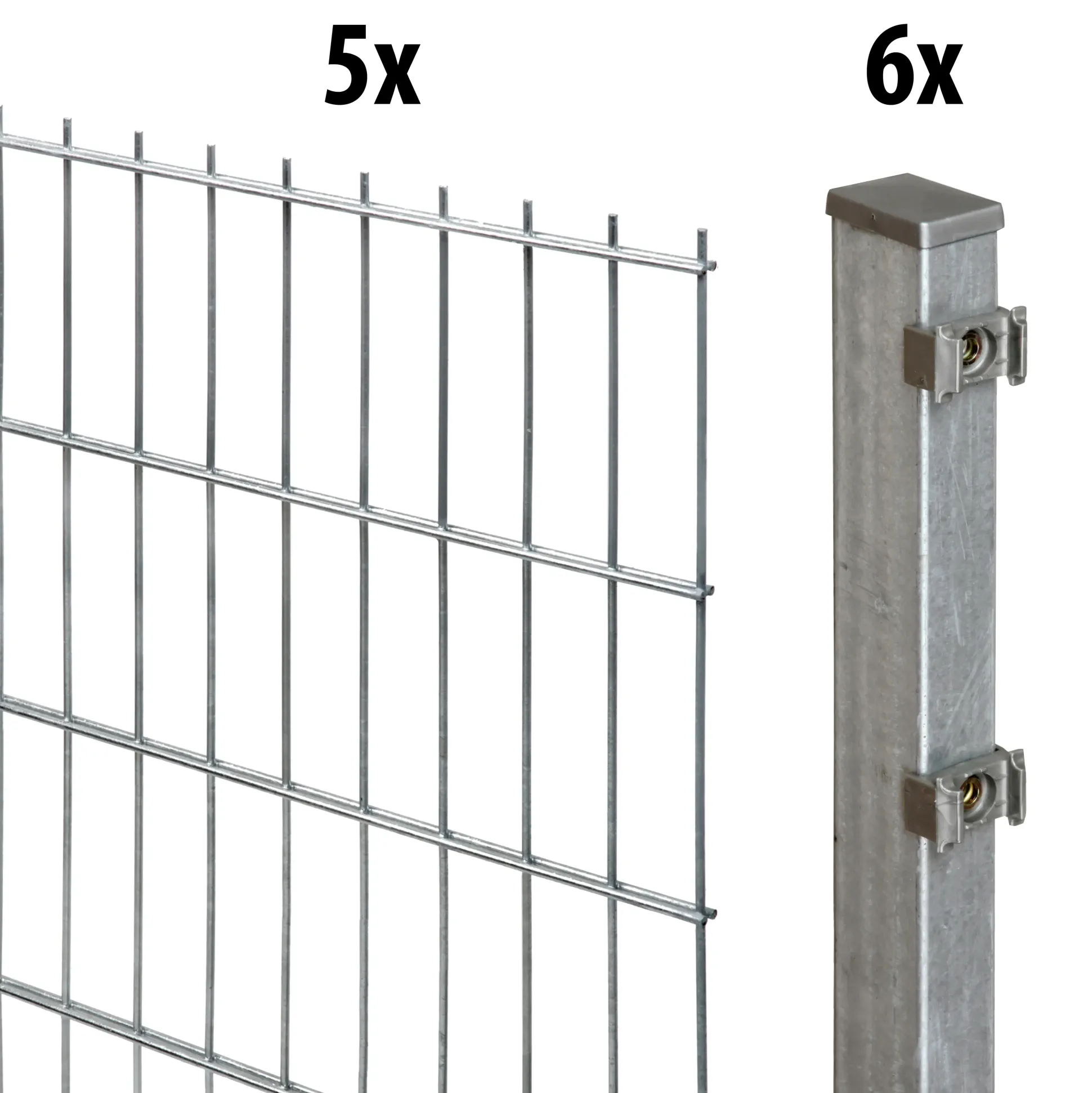 Floraworld Doppelstabmatten-Zaun Set 10 m 201 x 203 cm inkl. 6 Pfosten 260 cm feuerverzinkt
