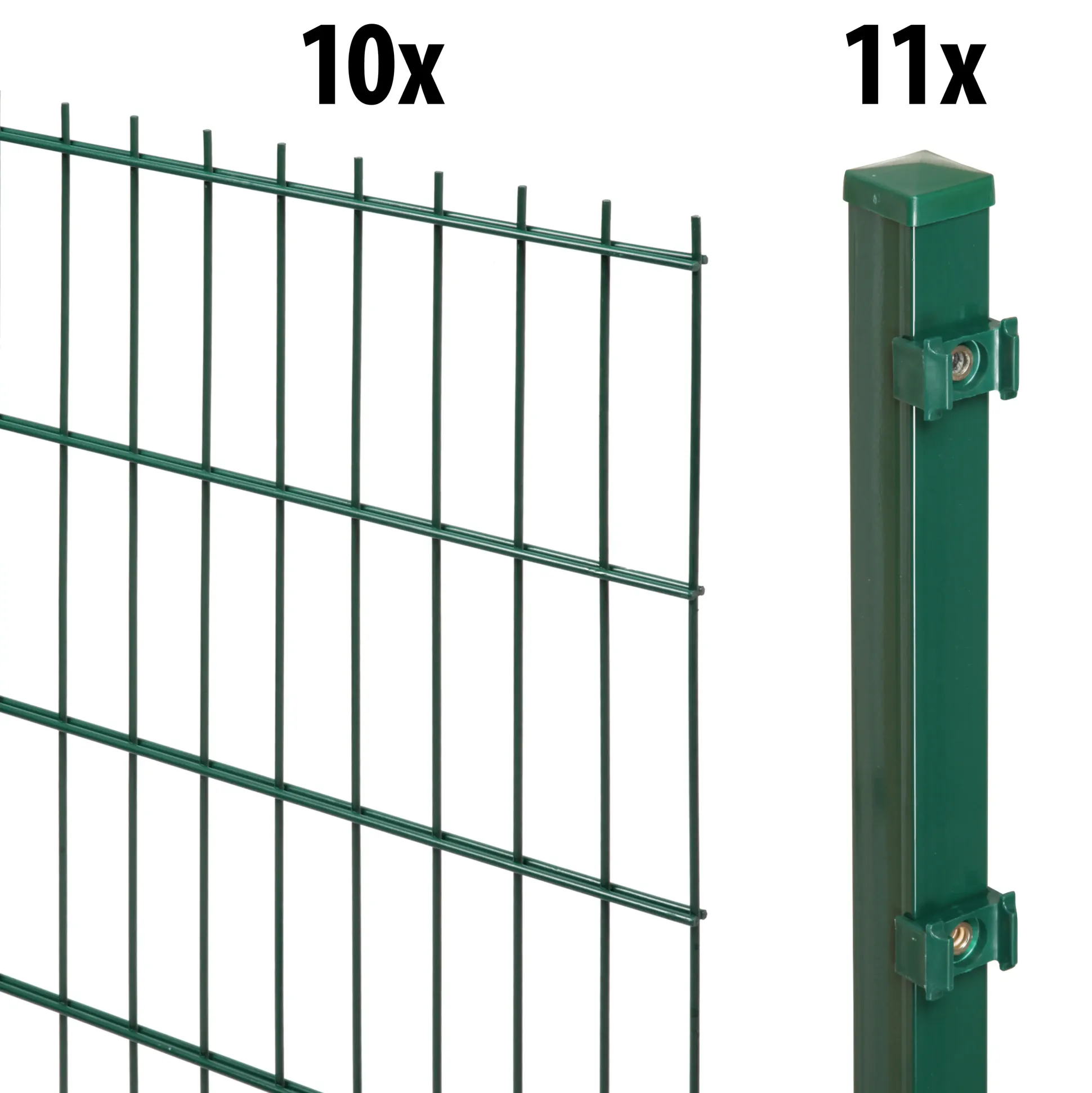 Floraworld Doppelstabmatten-Zaun Set Comfort 20 m 201 x 103 cm inkl. 11 Pfosten 150 cm moosgrün