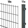 Floraworld Doppelstabmatten-Zaun Set 20 m 201 x 163 cm inkl. 11 Pfosten 220 cm anthrazit