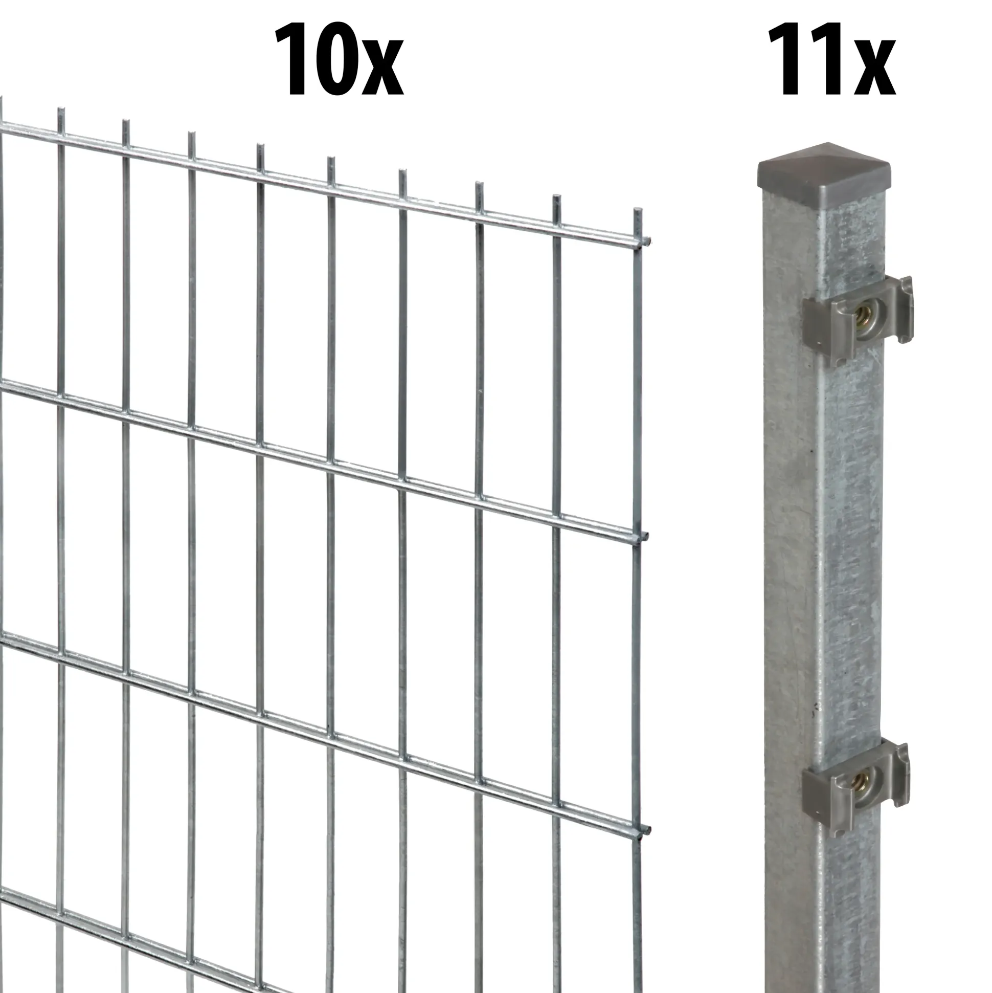 Floraworld Doppelstabmatten-Zaun Set 20 m 201 x 143 cm inkl. 11 Pfosten 200 cm feuerverzinkt