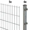 Floraworld Doppelstabmatten-Zaun Set 10 m 201 x 143 cm inkl. 11 Pfosten 200 cm feuerverzinkt
