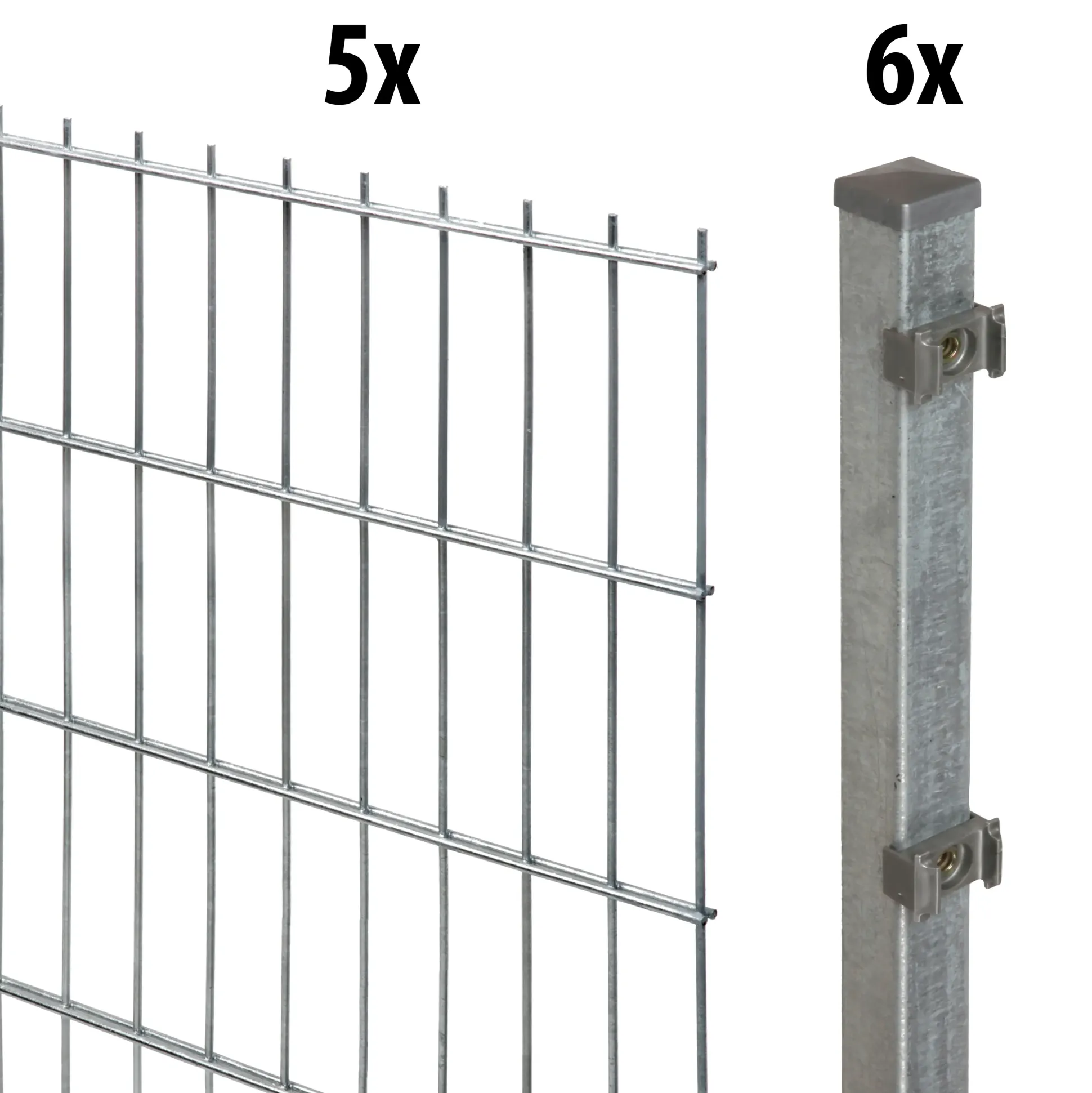 Floraworld Doppelstabmatten-Zaun Set 10 m 201 x 143 cm inkl. 11 Pfosten 200 cm feuerverzinkt