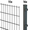 Floraworld Doppelstabmatten-Zaun Set 30 m 201 x 103 cm inkl. 16 Pfosten 150 cm anthrazit