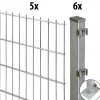 Floraworld Doppelstabmatten-Zaun Set Comfort 10 m 201 x 103 cm mit Bodenplatte & 6 Pfosten 109,3 cm feuerverzinkt