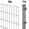 Floraworld Doppelstabmatten-Zaun Set 20 m 201 x 163 cm inkl. 11 Pfosten 220 cm feuerverzinkt