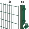 Floraworld Doppelstabmatten-Zaun Set Comfort 10 m 201 x 83 cm mit Bodenplatte & 6 Pfosten 89,3 cm moosgrün