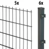 Floraworld Doppelstabmatten-Zaun Set 10 m 201 x 143 cm inkl. 6 Pfosten 200 cm anthrazit