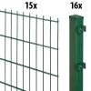 Floraworld Doppelstabmatten-Zaun Set Comfort 30 m 201 x 183 cm inkl. 16 Pfosten 240 cm moosgrün