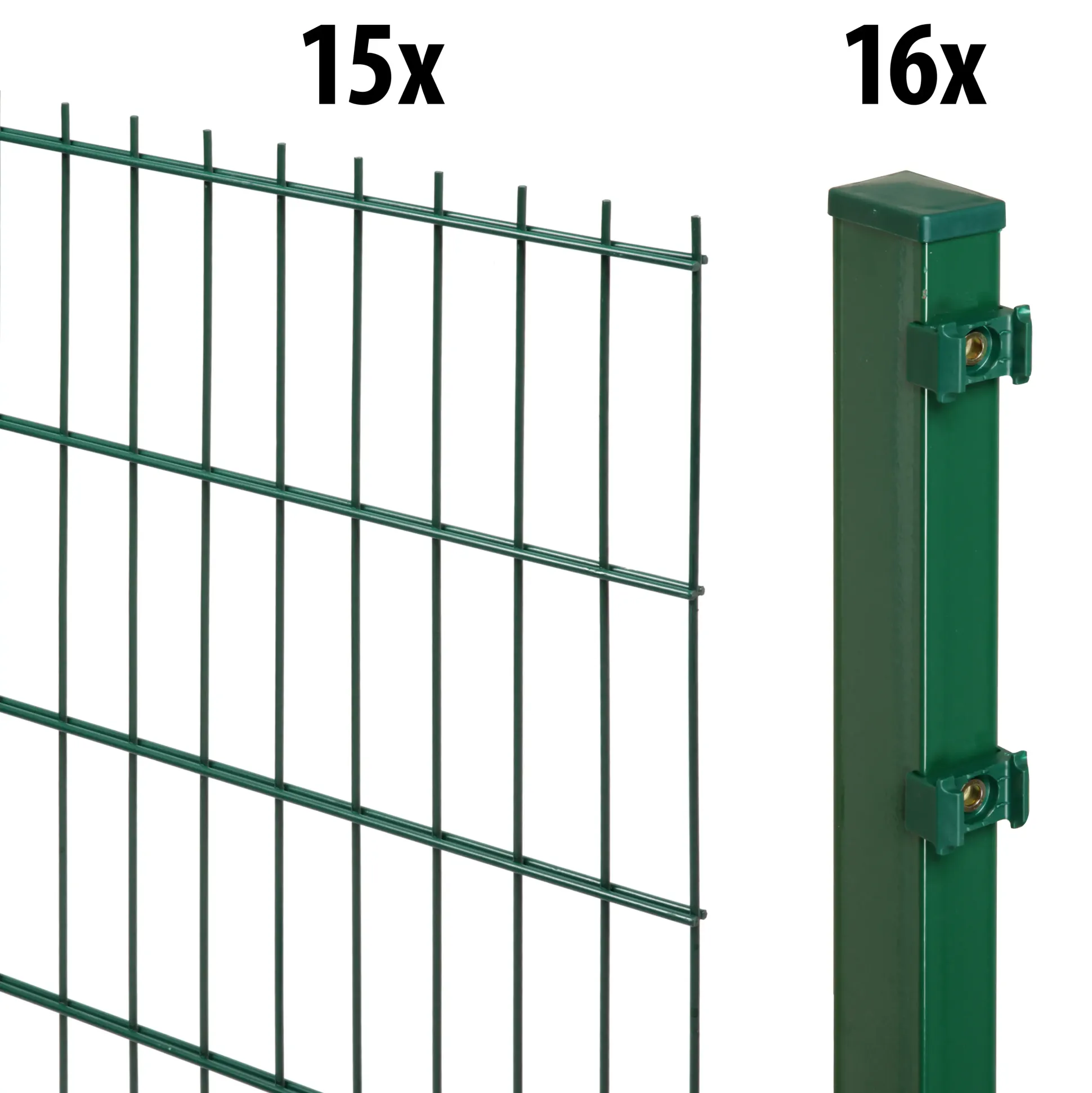 Floraworld Doppelstabmatten-Zaun Set Comfort 30 m 201 x 183 cm inkl. 16 Pfosten 240 cm moosgrün