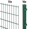 Floraworld Doppelstabmatten-Zaun Set 30 m 201 x 83 cm inkl. 16 Pfosten 125 cm moosgrün