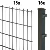 Floraworld Doppelstabmatten-Zaun Set Comfort 30 m 201 x 143 cm inkl. 16 Pfosten 200 cm anthrazit