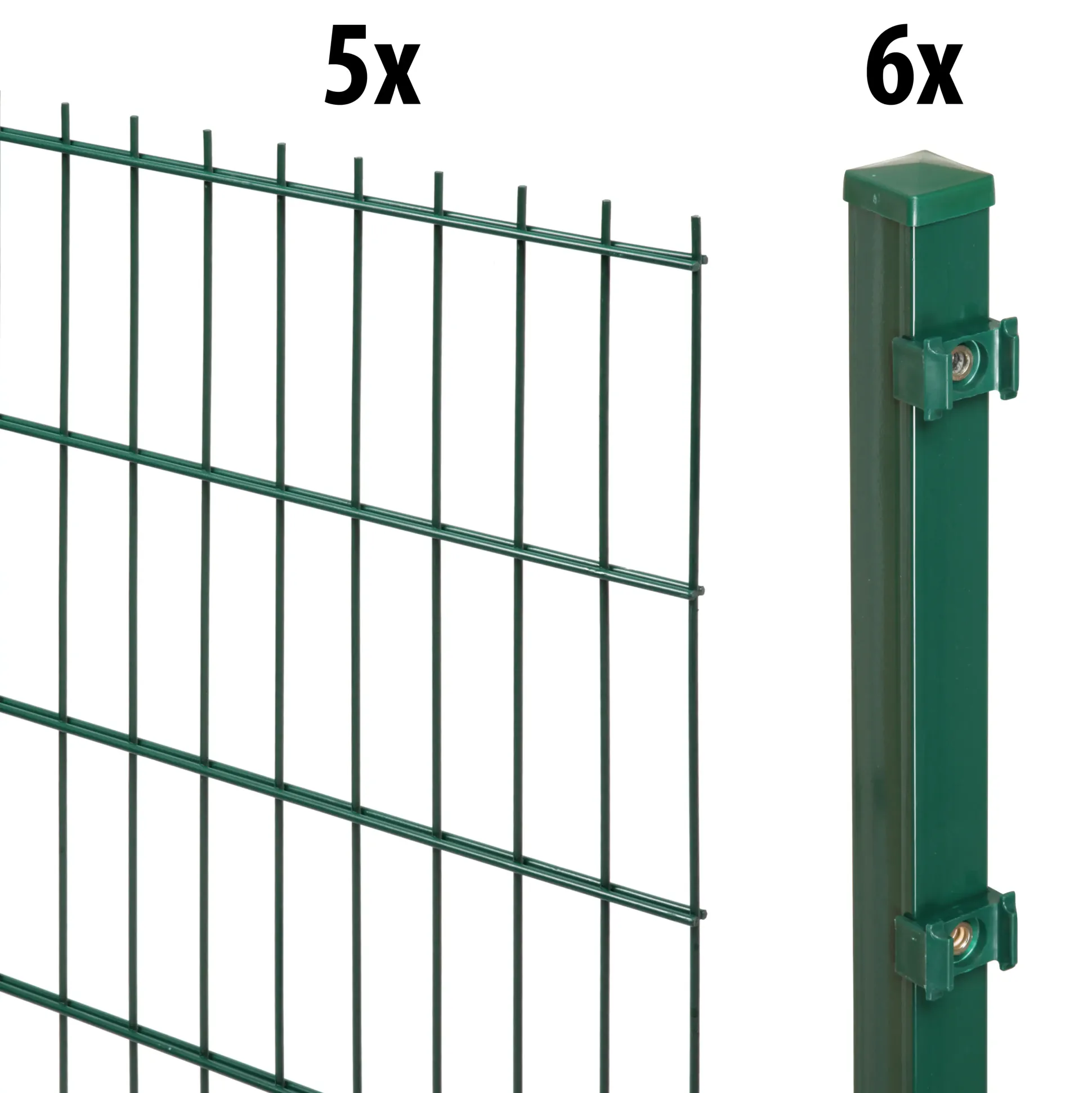 Floraworld Doppelstabmatten-Zaun Set Comfort 10 m 201 x 103 cm inkl. 6 Pfosten 150 cm moosgrün