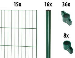 Floraworld Einstabmatten-Zaun Set Classic 30 m 200 x 175 cm inkl. 16 Pfosten 225 cm moosgrün