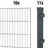 Floraworld Einstabmatten-Zaun Set Classic 20 m 200 x 125 cm inkl. 11 Pfosten 170 cm anthrazit