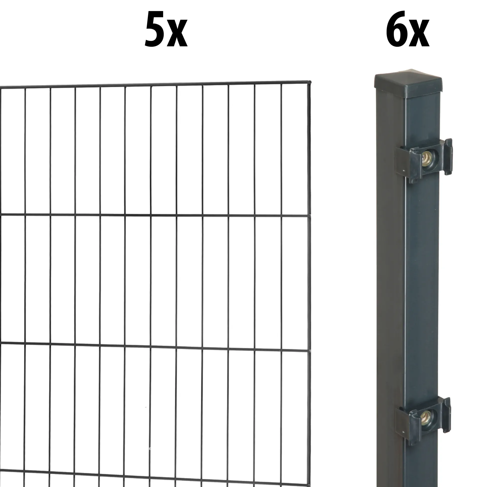 Floraworld Einstabmatten-Zaun Set Classic 10 m 200 x 175 cm inkl. 6 Pfosten 240 cm anthrazit
