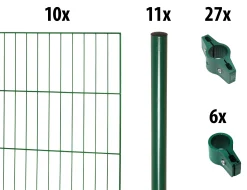 Floraworld Einstabmatten-Zaun Set Classic 20 m 200 x 125 cm inkl. 11 Pfosten 175 cm moosgrün