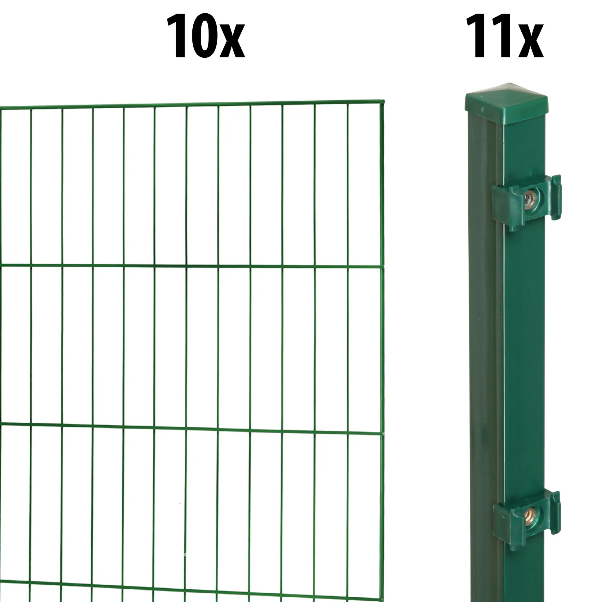 Floraworld Einstabmatten-Zaun Set Classic 20 m 200 x 50 cm inkl. 11 Pfosten 100 cm moosgrün