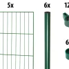 Floraworld Einstabmatten-Zaun Set Classic 10 m 200 x 125 cm inkl. 6 Pfosten 175 cm moosgrün
