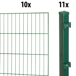 Floraworld Einstabmatten-Zaun Set Classic 20 m 200 x 150 cm inkl. 11 Pfosten 220 cm moosgrün