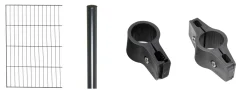 Floraworld Einstabmatten-Zaun Set Classic 10 m 200 x 75 cm inkl. 6 Pfosten 125 cm anthrazit