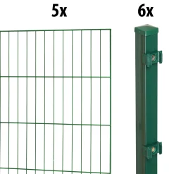 Floraworld Einstabmatten-Zaun Set Classic 10 m 200 x 175 cm inkl. 6 Pfosten 240 cm moosgrün