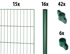 Floraworld Einstabmatten-Zaun Set Classic 30 m 200 x 100 cm inkl. 16 Pfosten 150 cm moosgrün