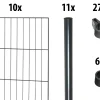Floraworld Einstabmatten-Zaun Set Classic 20 m 200 x 100 cm inkl. 11 Pfosten 150 cm anthrazit