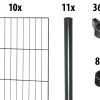 Floraworld Einstabmatten-Zaun Set Classic 20 m 200 x 150 cm inkl. 11 Pfosten 200 cm anthrazit
