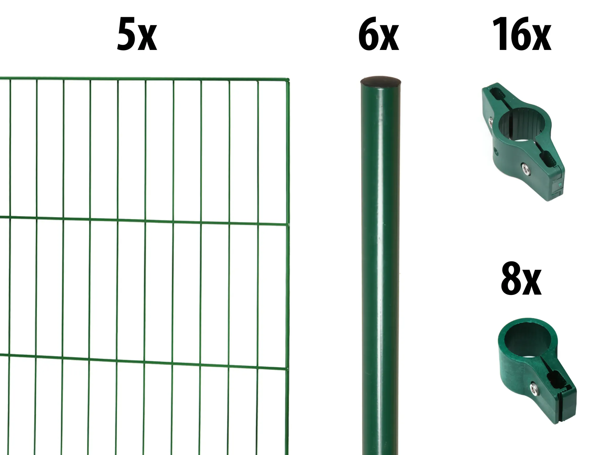 Floraworld Einstabmatten-Zaun Set Classic 10 m 200 x 175 cm inkl. 6 Pfosten 225 cm moosgrün