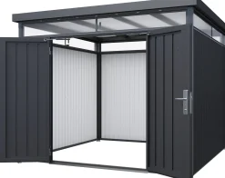 Floraworld Gerätehaus Premium Q10 Firstline schwarz-mettalic 314 x 314 cm