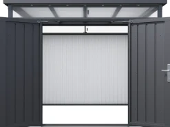 Floraworld Gerätehaus Premium Q10 Firstline schwarz-mettalic 314 x 314 cm