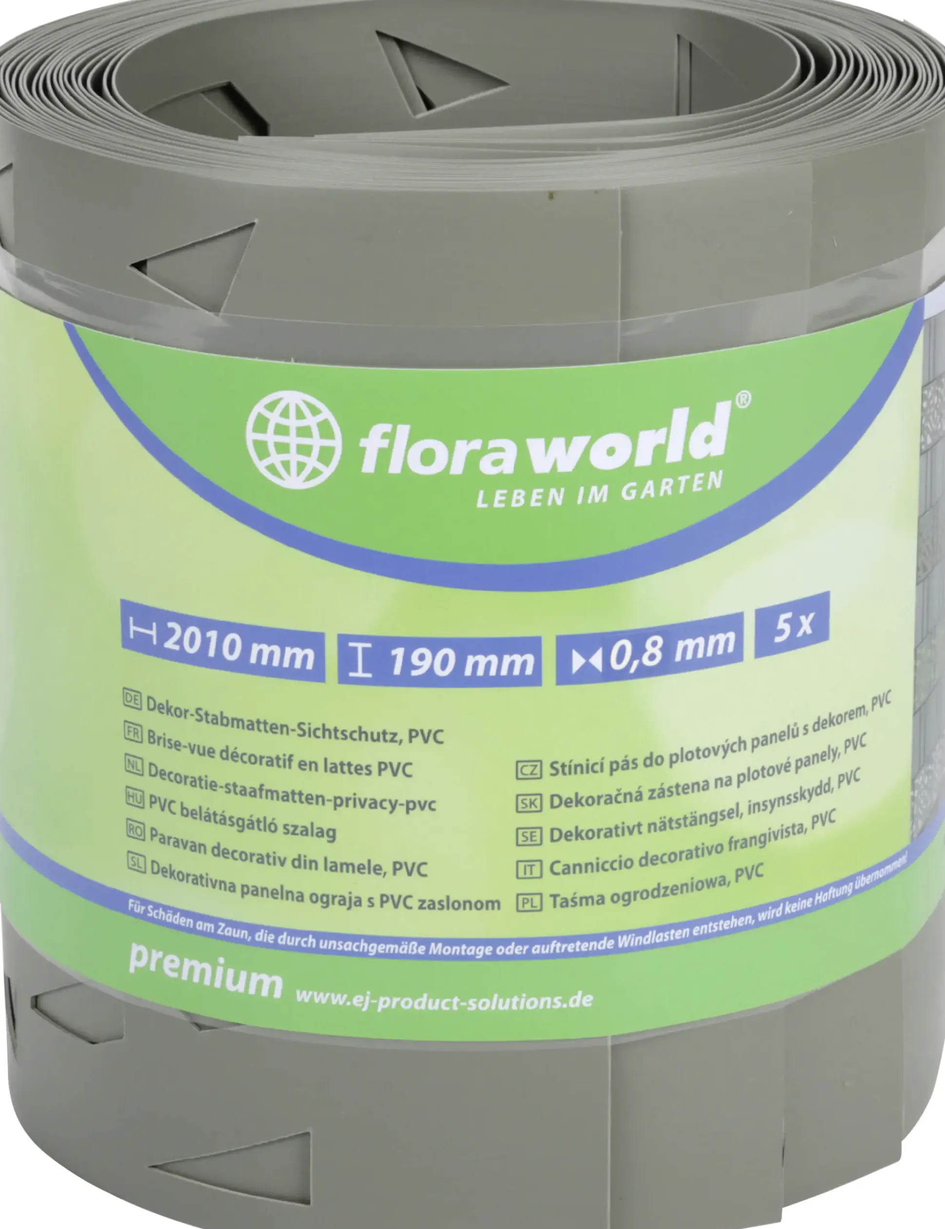 Floraworld Sichtschutzstreifen Dekor Diamant 201,5 x 19 cm grau - 5 Stk.