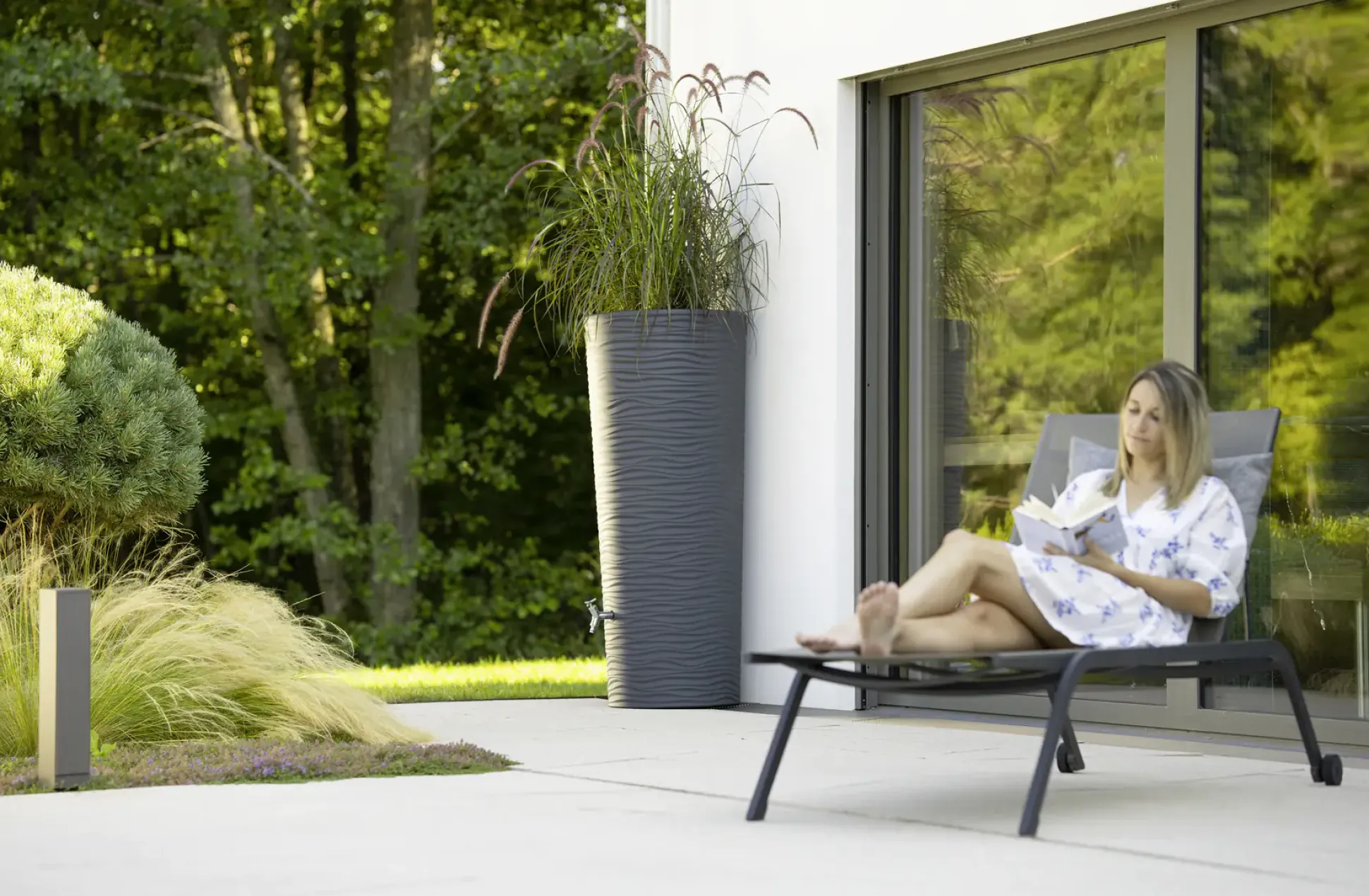 Garantia Regenspeicher Natura 2in1 210 L graphite grey mit Pflanzschale