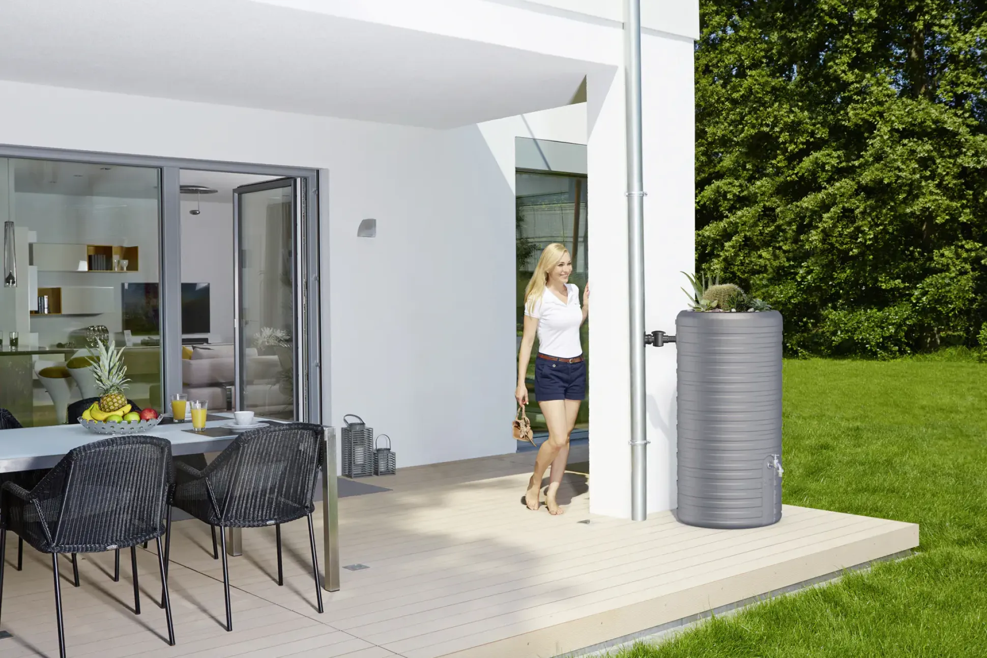 Garantia Regenspeicher Nordic 2in1 300 L steingrau mit Pflanzschale