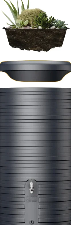 Garantia Regenspeicher Nordic 2in1 300 L graphite grey mit Pflanzschale