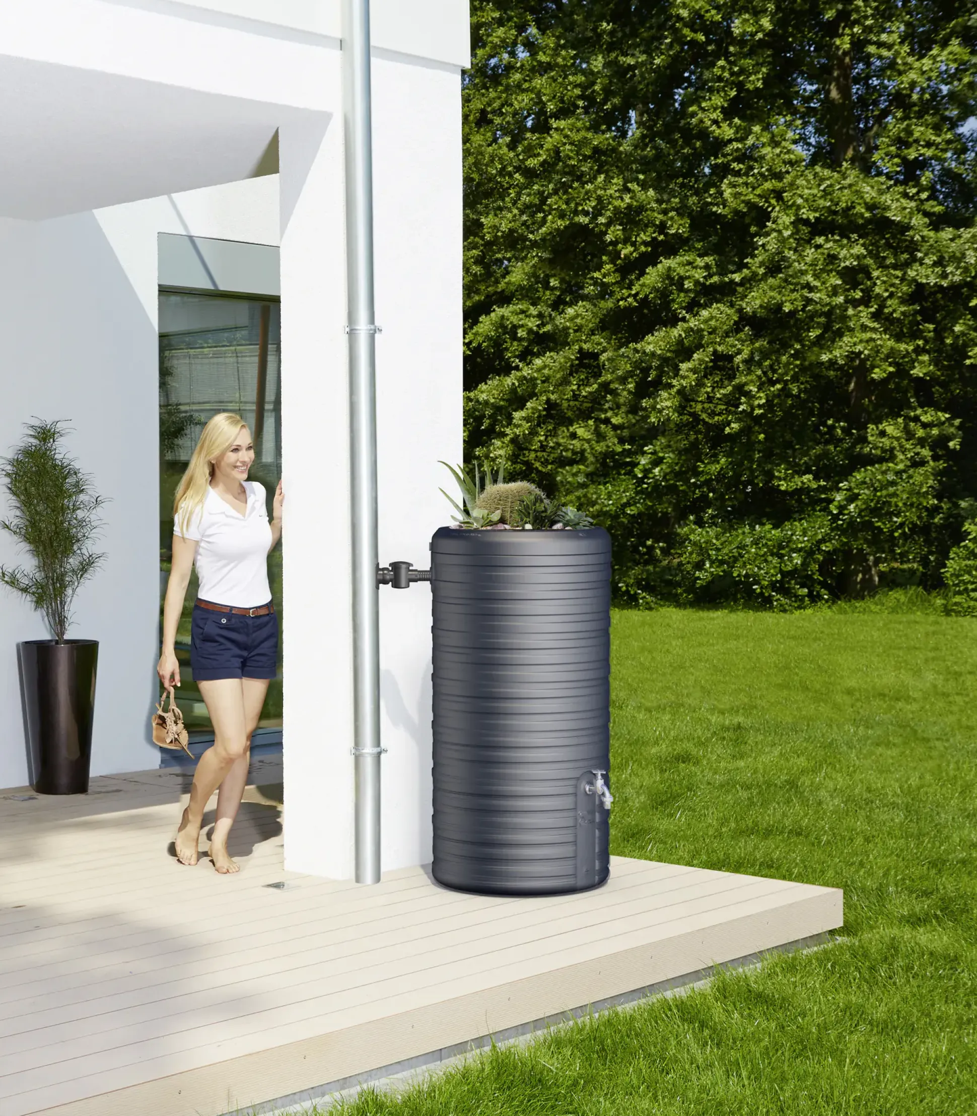 Garantia Regenspeicher Nordic 2in1 300 L graphite grey mit Pflanzschale