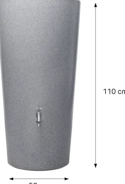 Garantia Regentonne Stone 2in1 rund inkl. Pflanzschale 210 L silber