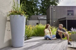 Garantia Regentonne Stone 2in1 rund inkl. Pflanzschale 210 L silber
