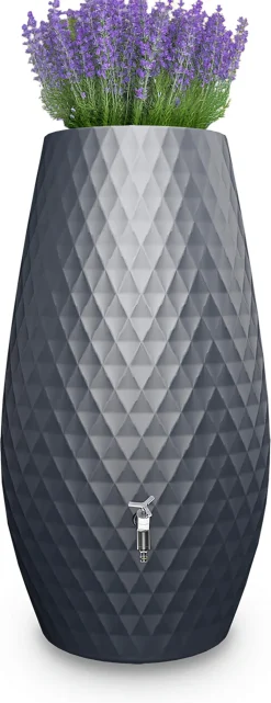 Garantia Regentonne Triagon 2in1 oval inkl. Pflanzschale 230 L graphitgrau