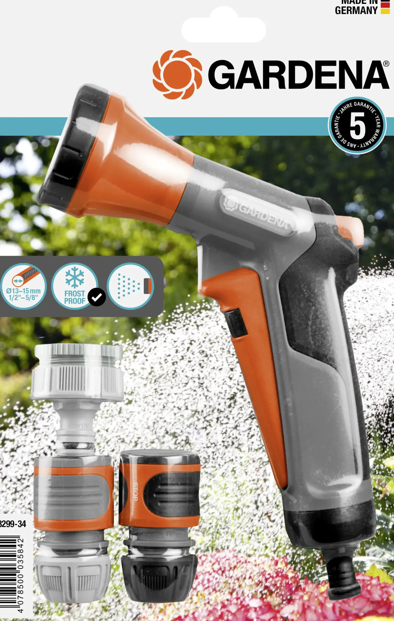 Gardena Bewässerungsbrause Set für Schläuche 13 mm (1/2") - 15 mm (5/8")
