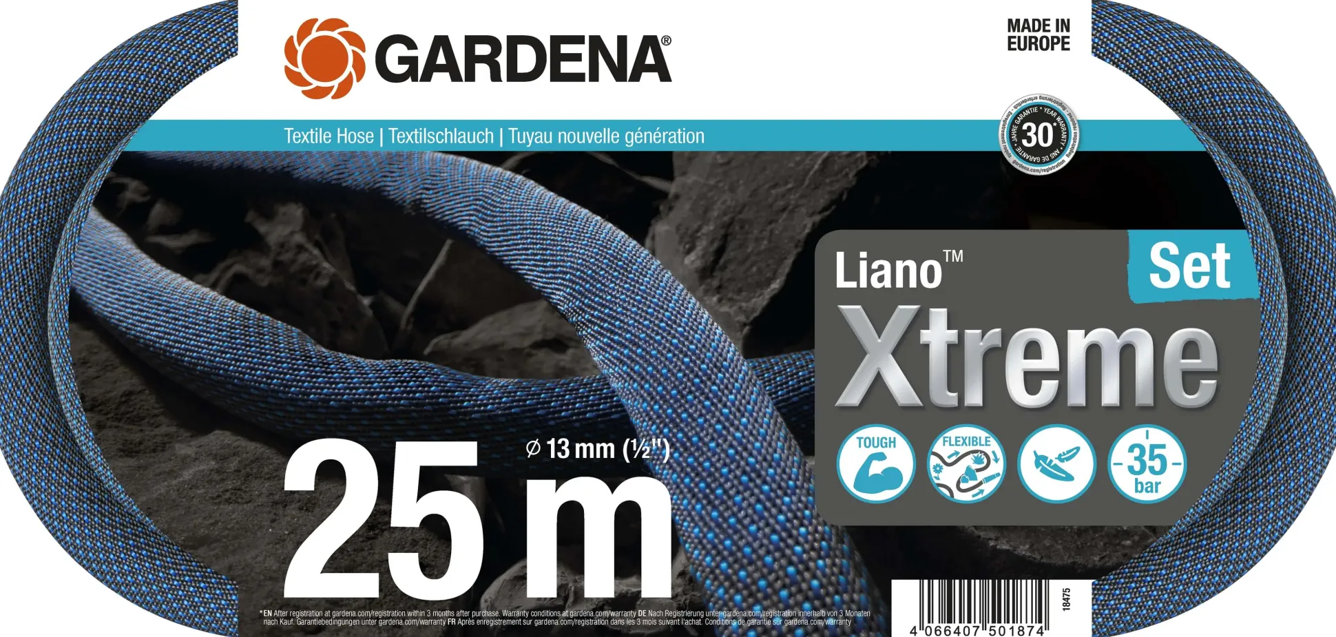 Gardena Textilschlauch Liano Xtreme, 13 mm (1/2") 25 m
