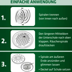 Gardigo Citronella-Räucher Set Räucherspirale mit Räucherschale